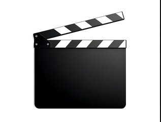 cinematic clapperboard with striped top and blank fields for director and camera info