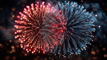 Red white and blue fireworks design for patriotic events including Fourth of July President