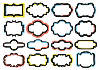 Obraz premium Set of blank frames and labels with a modern 3D glitch effect 