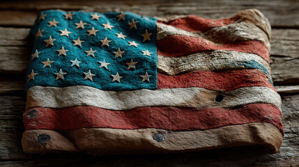 American flag on rustic wooden background symbolizing history heritage and national celebrations