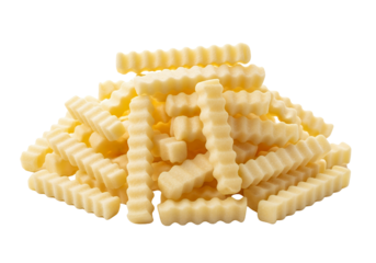 A crinkle cut potatoes, white background isolated