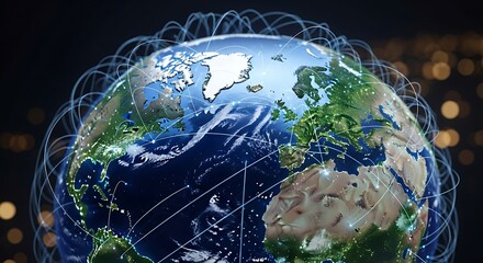 Global Network Connections Encircling Earth.