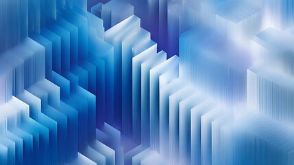 Fototapeta premium Abstract digital art featuring a vibrant blue and white color palette with a textured layered and geometric pattern creating a sense of depth and movement
