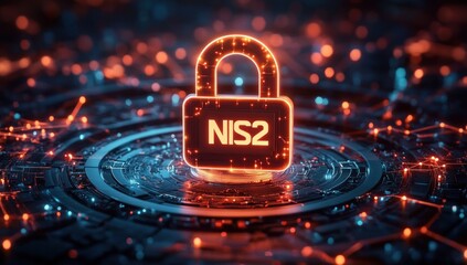 Glowing digital padlock with circuit board background symbolizing cybersecurity and data protection