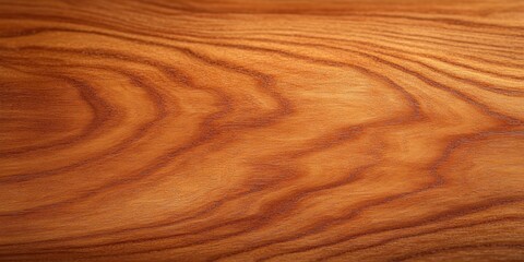 Fototapeta premium Close-up of smooth polished wood surface with rich natural grain pattern and warm brown tones