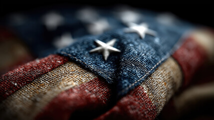 Patriotic US Flag Set On Dark Background Ideal For Holiday Celebration Or Social Media Layout