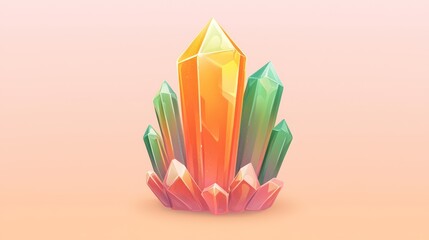 Colorful Crystal Cluster,  Abstract Gemstone Display,  Vibrant Digital Artwork,  Studio Background, Suitable for Graphic Design, Illustrations, Prints or Web Banners