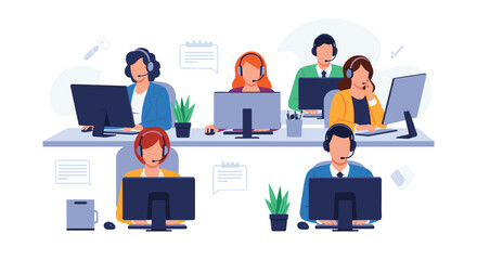 Dedicated support team working together effectively in a modern office environment providing excellent customer service assistance