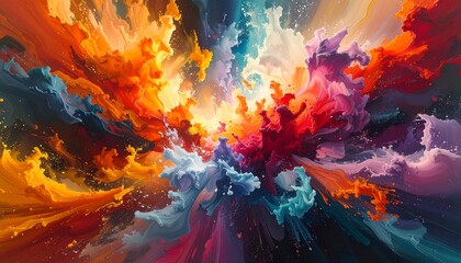 Vibrant Colorful Abstract Swirls and Explosions.