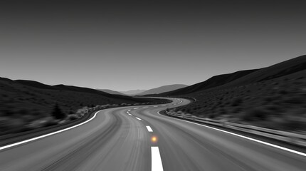 Naklejka premium Journey into the unknown on a winding asphalt road through majestic mountains under a clear sky