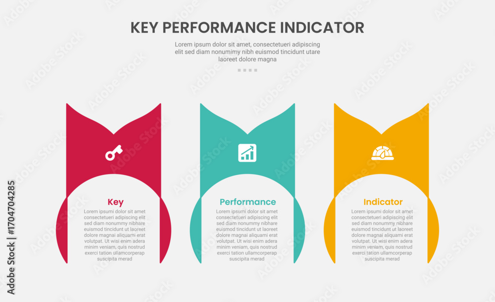 Poster kpi key performance indicator infographic outline style with creative circle container with swirl on