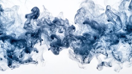 Obraz premium Captivating Abstract Smoke Artwork Featuring Pale Cyan Ink Wisps Over a Gentle White Background for Calming Atmosphere