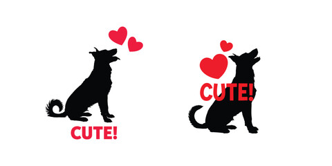 Cute Dog Silhouettes with Hearts