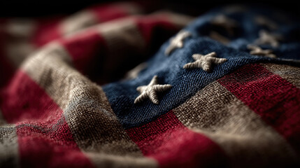 Memorial And Veterans Day Concept With Classic Red White And Blue American Flag Display