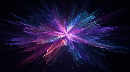 Luminous Cosmic Explosion - A Radiant Burst of Abstract Purple and Blue Energy.