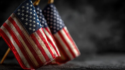 Happy veterans day with american flags and veterans on blackboard background tribute