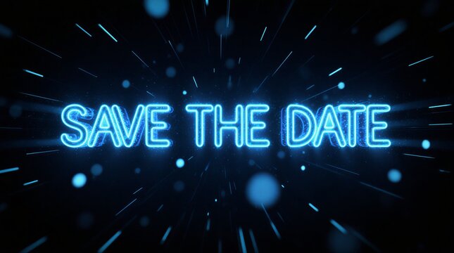 glowing neon save the date sign for event and party announcement | party, event, festival, advertisement, celebration theme