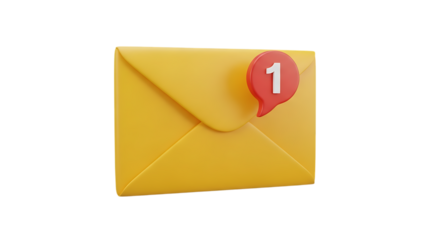 Yellow envelope notification isolated on a transparent background