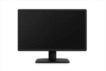 Realistic computer monitor with black screen isolated on transparent background, ideal for showcasing designs or presentations