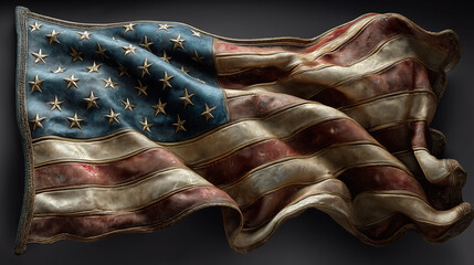 American flag fluttering on grave honoring fallen soldiers and patriotic tribute to service