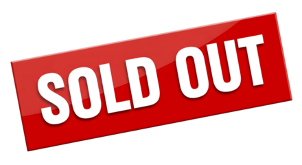 Red sold out sign isolated on a transparent background