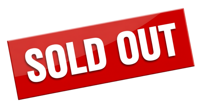 Red sold out sign isolated on a transparent background