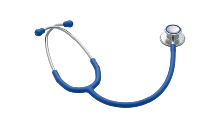 Blue stethoscope medical instrument isolated on a transparent background