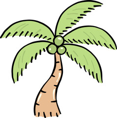 Coconut Palm Tree Hand Drawn, Summer Fisherman Aesthetic