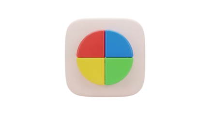 Colorful pie chart icon isolated on a transparent background