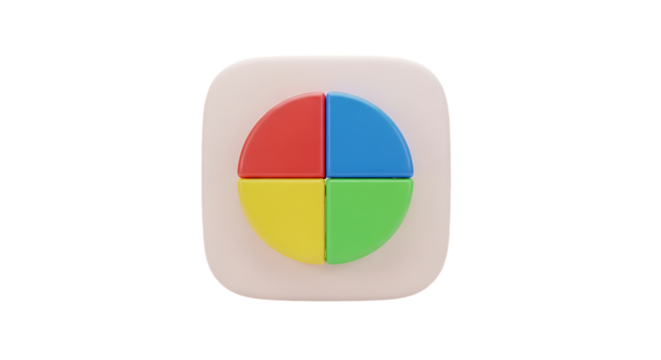 Colorful pie chart icon isolated on a transparent background