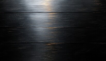 Close-up of horizontal black wooden planks with subtle light reflections creating a textured and moody surface
