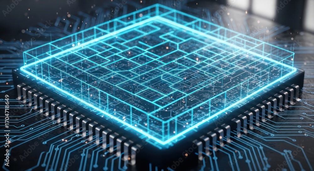 Aufkleber illuminated intricate circuit design visualizing complex technology advancements in modern