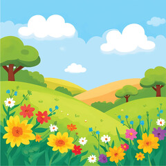 Obraz premium spring landscape with flowers