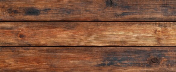 Fototapeta premium Close-up of natural brown wooden plank surface with visible grain patterns and texture
