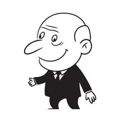 Old man with formal suit black and white vector illustration for classic portrait artwork design
