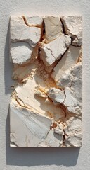 Cream-colored, textured relief panel with cracked surface