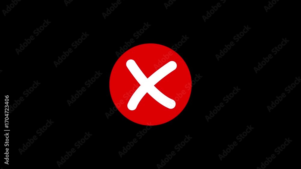 Poster white x mark inside a red circle on a black background cross wrong