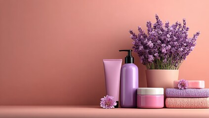 Pink & purple spa products with lavender