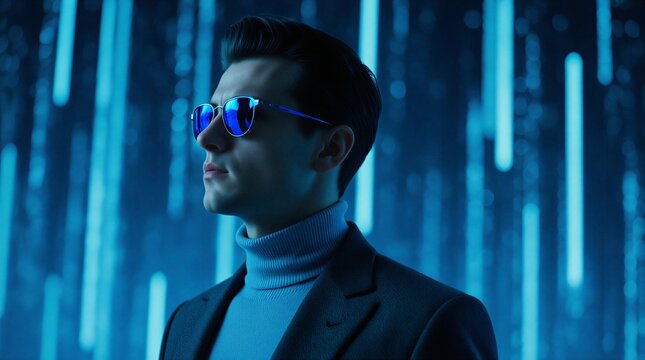 focused professional examining holographic data streams in futuristic digital workspace | technology, business, cybersecurity, future, innovation theme