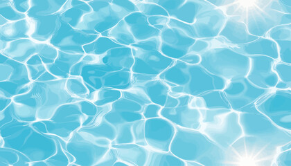 Obraz premium Shimmering blue water surface with sun reflections, seamless rippled pattern for backgrounds & summer vacation designs