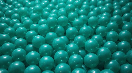 vibrant turquoise plastic balls scattered across a playful indoor children's activity area | children, play, activity, toys, indoor theme