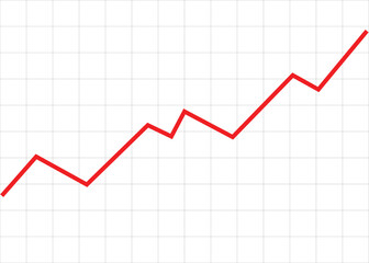 red line graph rising up on grid background representing optimism, progress, growth, and business profit report