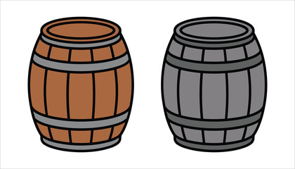 Wooden Barrel Vector Illustration Vintage Beer, Wine and Whiskey Storage Icon