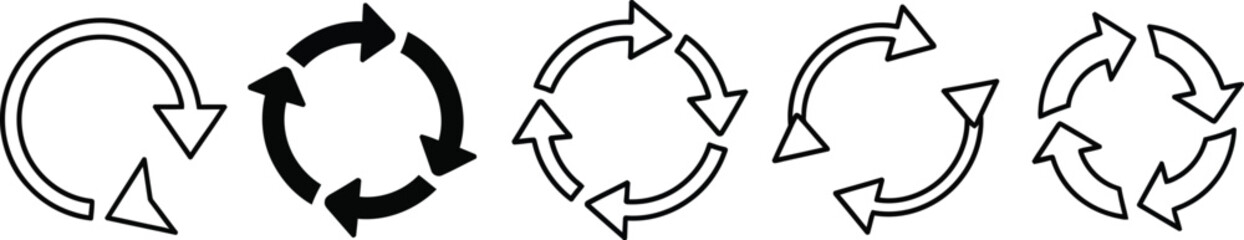 Recycle arrows vector graphic icons set design
