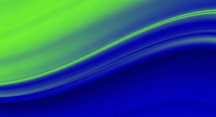 Fototapeta premium Abstract background featuring smooth, undulating waves of vivid green blending into rich blue, conveying a sense of fluid motion