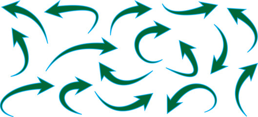 Curved Arrow Icons – Green Directional Vector Arrows Set