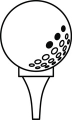 Golf ball on tee vector outline drawing isolated