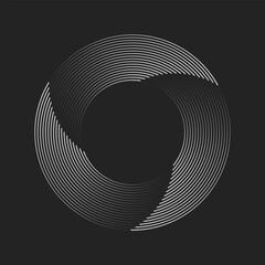 Abstract black and white vector illustration radial stripe gradient turning rays pattern