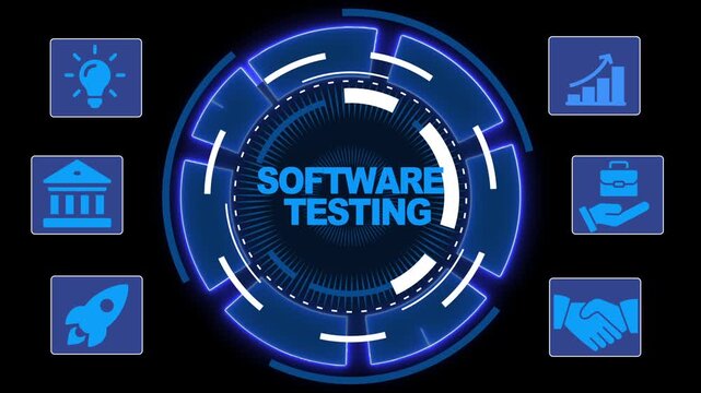 Inscription SOFTWARE TESTING on the virtual display. Business, modern technology, internet and networking concept.