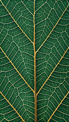 Obraz premium Close up of dark green leaf veins with yellow stem and intricate network pattern full hd 4k stock image download